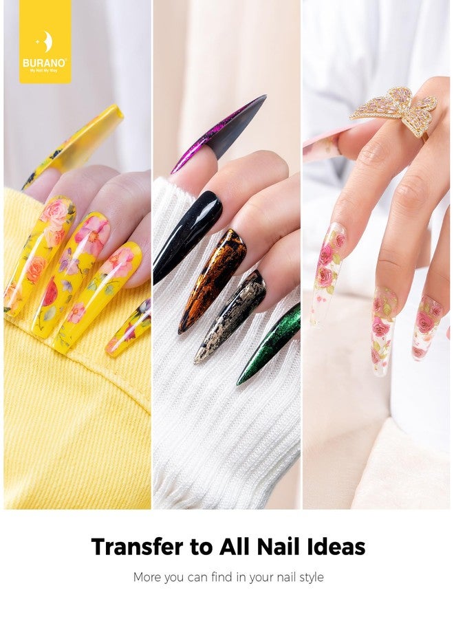 BURANO Nail Art Nail Foil Glue Gel, o.5 oz with 10PCS Foil Stickers Set Nail Foil Glue for Nails Foil Transfer Gel, Nail Design DIY UV LED Lamp Required (Popular Foil 12) - Image 4